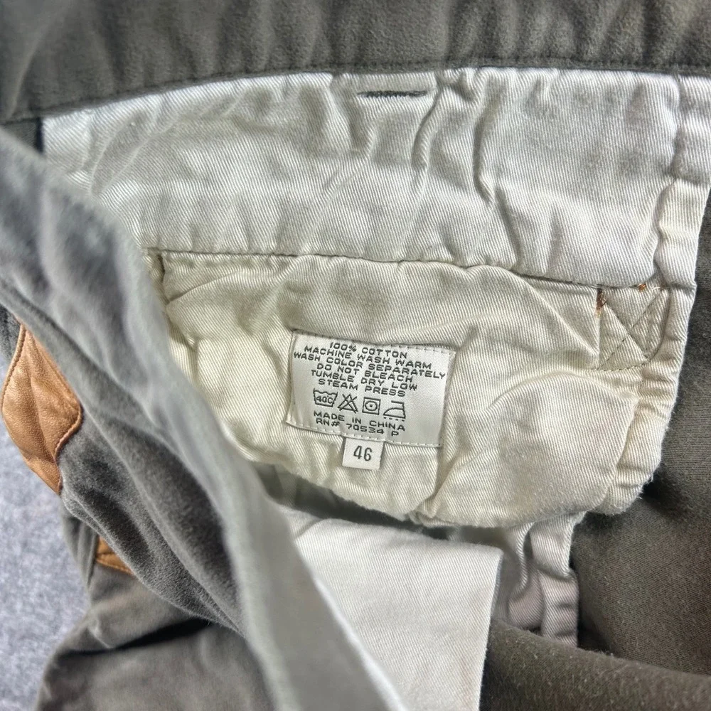 Orvis Field Pants Mens 46 Olive Green Quilted Leather Trim Moleskin Cotton